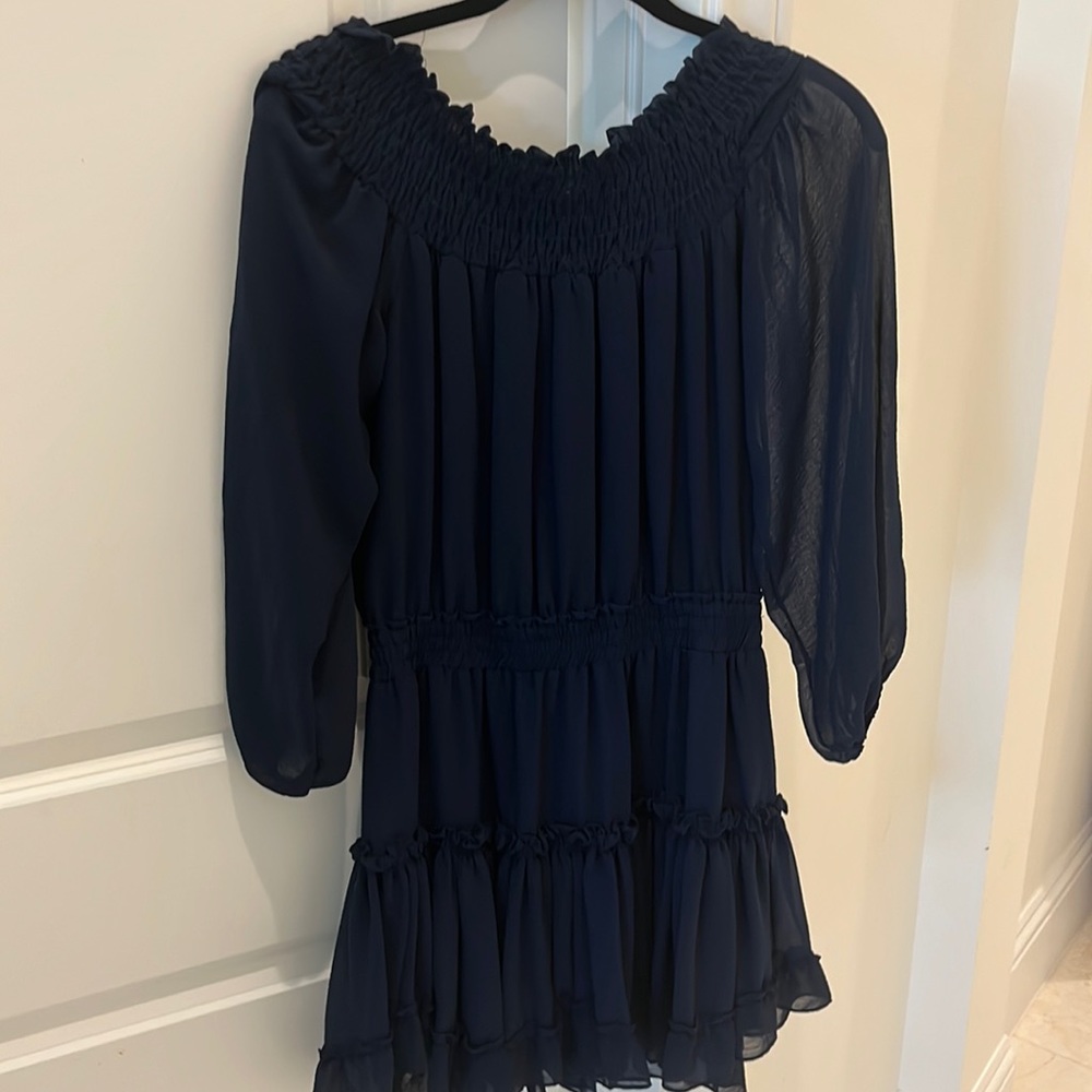 Misa Los Angeles navy blue off the shoulder dress size M